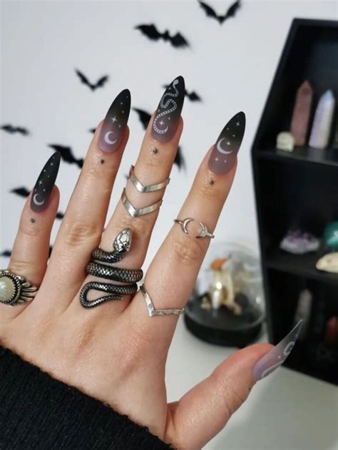 Spellbinding Black Witch Nails for Every Nail Shape